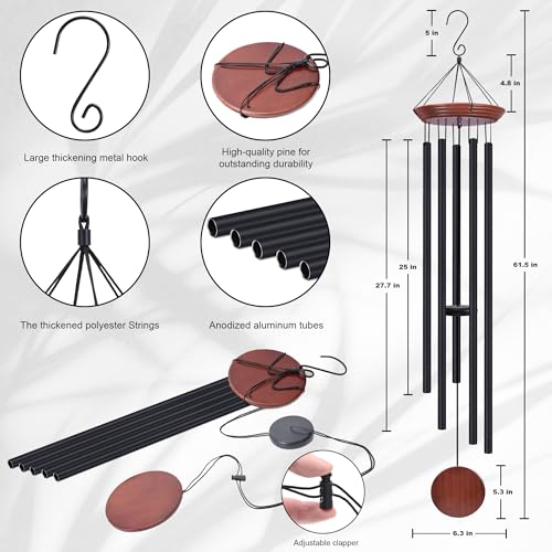 Toodour 60" Extra Large Memorial Wind Chimes for Outside - color: Black