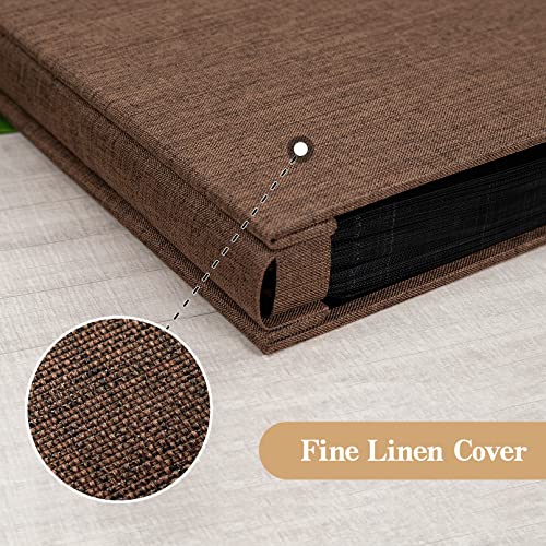potricher Linen Photo Album for 4x6 Inch Photos, 300 Pockets, Brown | Linen Cover, Small Capacity 4x6 Picture Albums with Horizontal Pockets, 4x6 Photo Book for Family, Wedding, Baby, Anniversary - color: Brown