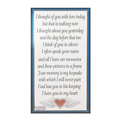 Memorial Wind Chimes Outdoor – Sympathy Gift Loss of Loved One – I Thought of You with Love Today Poem – Angel Wings Heart Teardrop Charm – in Loving Memory Wind Chime - 23 Inch