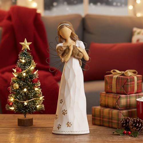 NAN ZAI NAN FANG Dog Angel Statue Friendship Gifts for Dog Lovers Women | 6.7" Loss of Pet Sympathy Memorial Remembrance Gift Resin Sculpted Hand-Painted Figure - style: Angle with Dog