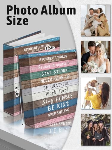 Photo Album 4x6, 56 Pocket Small Picture Book Inspirational Quote | Mini Cute, Postcard Vacation Travel Wedding Graduation, PU Leather Family Grandma Child Mom Gift, Personalized Large Capacity - color: Inspirational Quote