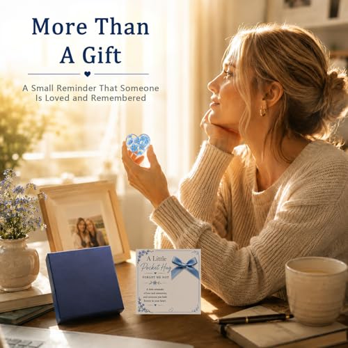 Pocket Hug Gift for Loss of Loved One, Forget Me Not Memorial Keepsake Card with Acrylic Forget Me Not Heart, Bereavement Sympathy Gift, Father’s Day Remembrance Gift, Thinking of You Grief Support Gift for Friend Family