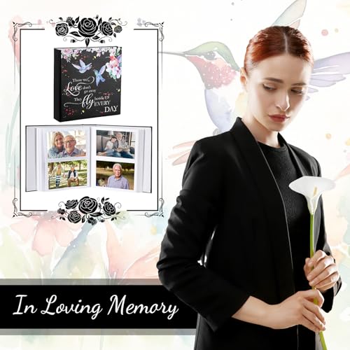 ReliThick Cardinal Funeral Photo Album 4 x 6 Inch 200 Blank Pages Memorial Leather Memory Album Scrapbook for Memorial Service Celebration of Life Decor in Loving Party Supply(Hummingbird) - style: Hummingbird