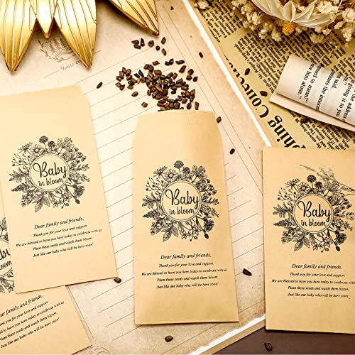 Fumete 50 Pcs Baby Shower Seed Packets Self Adhesive, Black Flower - style: Black Flower