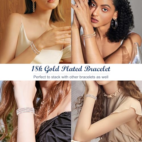 Moissanite Tennis Bracelet 1.79ct-8.69ct Adjustable Bracelet for Women 18K White Gold Plated S925 Sterling Silver Tennis Bracelet D Color VVS1 Round Cut 2/3/4mm Moissanite Bracelet Gifts for Wife/Mom - color: Gold-2MM-1.79Carats