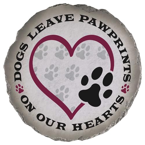 Magnolia Garden 10-Inch Dogs Leave Pawprints On Our Hearts Decorative Stepping Stone – Canine Memorial Resin Garden Tile – Dog Sympathy & Bereavement Outdoor Accent - size: 10 x 10 x 0.63, style: Dogs Leave Pawprints On Our