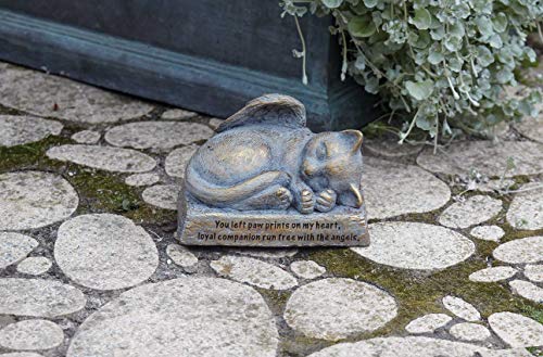 Roman 5.5" L Cat with Angel Wings Garden Statue, Decorative Stone, Memorial Gift