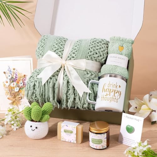 Get Well Soon Gifts for Women, Birthday Gift for Women Care Package, Sympathy Gift Baskets Spa Gift Thinking of You Inspirational Mothers Day Gifts for Mom Her Sister Wife Girlfriend Grandma - color: Sage