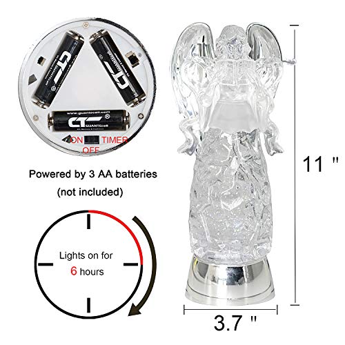 Wondise Color Changing Angel Lighted Snow Globe Water Lamp with 6H Timer - color: 11” Angel Reading