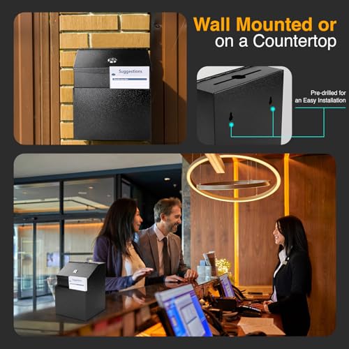 Suggestion Boxes with Slot and Lock,2 Pack Metal Donation Boxes