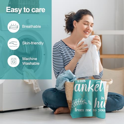 Get Well Soon Gifts, Cancer Care Gifts for Women or Men, Inspirational Gifts for Her Him, Encouragement Healing/After Surgery/Thinking of You Gifts, Hug Blanket 60"x50"(Teal) - color: Tael