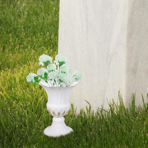 ARTIBETTER Cemetery Memorial Vase 2 Pack Iron Urn with Stable Base for Outdoor Lawn Garden Headstone Flower Holders