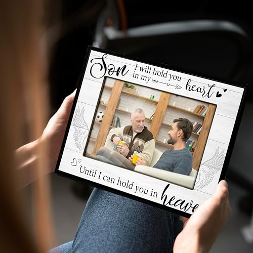 Memorial Gifts for Loss of Son, Bereavement Picture Frame, Remembrance Gift Photo Frame, Loss of Son Sympathy Gifts for Mother, Fits 4x6 In Photo for Tabletop Display - L09 - style: loss of son 2