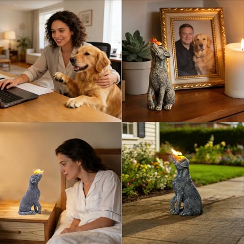 Goodeco Dog Memorial Statue with Solar Butterfly