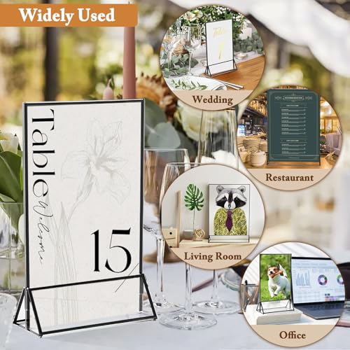 6 Pack 4x6 Inch Clear Acrylic Sign Holders, Double-Sided Black Display Stand Picture Frames for Table Numbers, Menus, Flyers, Weddings, and Offices - color: Black, size: 4" x 6"- 6 Pack