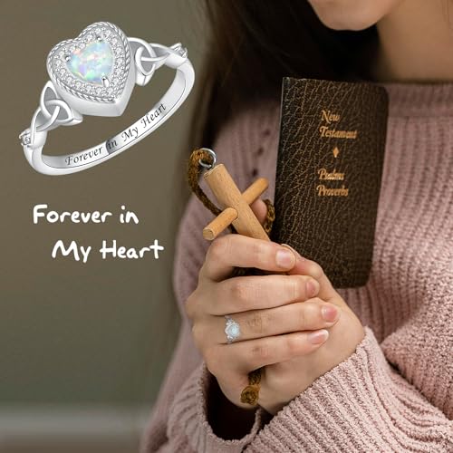 Heart Cremation Ring for Ashes: 925 Sterling Silver Forever in My Heart Carved Urn Keepake Rings Memorial Jewelry for cat and dog - size: 10, style: Blue opal
