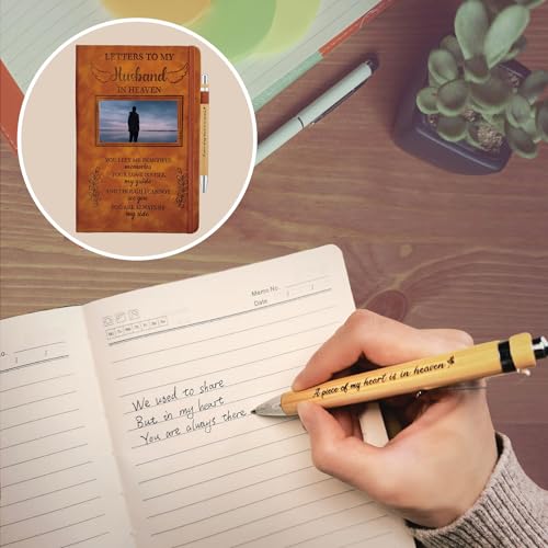 Husband Grieving Gift, Sympathy Condolence Remembrance Memorial Gifts | Letters To My Husband In Heaven Faux Leather Journal Window Cover 200 Pages A5 Lined for Family Friend Who Loss of Husband - style: Husband