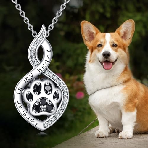 Butterfly/Dragonfly/Pet Paw/Tree of Life/Maple Leaf/Cross Urn Necklace for Ashes 925 Sterling Silver Cremation Pendant Jewelry Gifts for Women Mom - color: Pet Paw