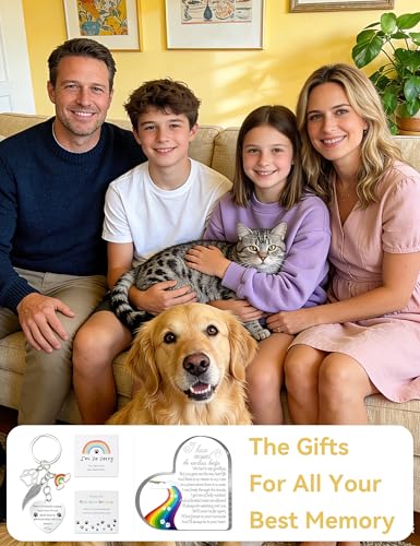 Dog Memorial Gifts for Loss of Dog, 5-Piece Pet Memorial Gift Set, Pet Loss Sympathy Gifts with 4x6 Photo Frame, Bracelet, Keychain, Rainbow Bridge Keepsake
