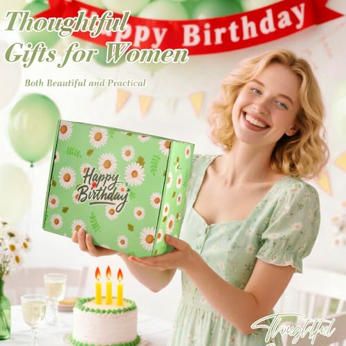 Daisy Birthday Gifts for Women,Self Care Gifts,Birthday Gift Basket for Mom | Care Package,Spa Gifts Set for Women,with Blanket,Candle, Unique Happy Birthday Surprise for Her,Daughter,Sister,Friends