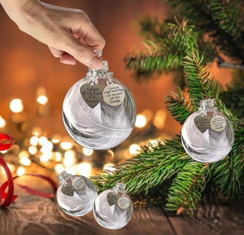 Memorial Ornaments Christmas Clear Feather Ball – A Piece of My Heart is in Heaven, Sympathy Gift for Loss of Loved One (Son) - color: Son