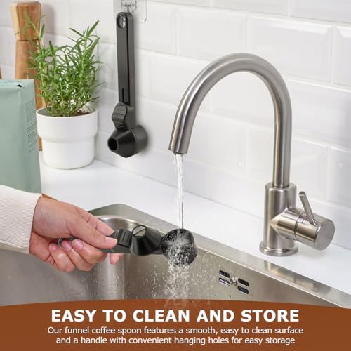 Coffee Scoop Funnel, 2 Tbsp Coffee Scoop for Ground Coffee & Powder | 2-in-1 coffee scoop and funnel with leveler for reusable coffee pods, protein powder, tea, jars, and narrow containers