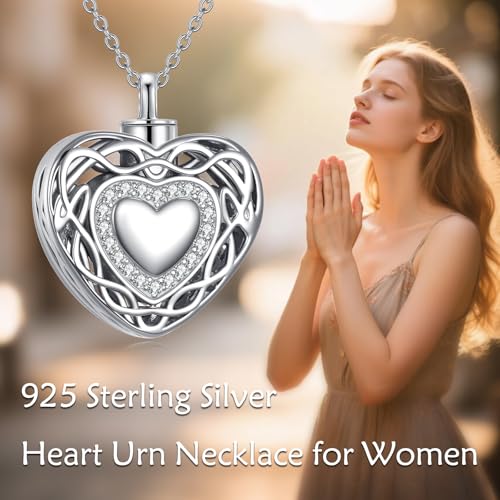 Filigree Dog Paw Urn Locket Necklace 925 Sterling Silver Print Pet Urn Necklace for Ashes Engraved Personalized Cremation Jewelry Pictures Keepsake Memorial Gifts for Women Men - style: Celtic Knot