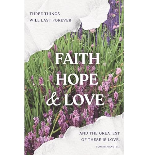 SALT & LIGHT Faith Hope & Love Church Bulletins Package Of 100 - Welcome The Congregation, Share Church Information And Services On Quality Paper - General Worship Bulletins - style: Faith Hope & Love
