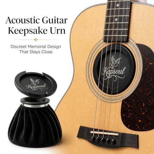 Kapsoul Keepsake Urn with Acoustic Guitar Insert, Decorative Memorial for Loved One or Pet