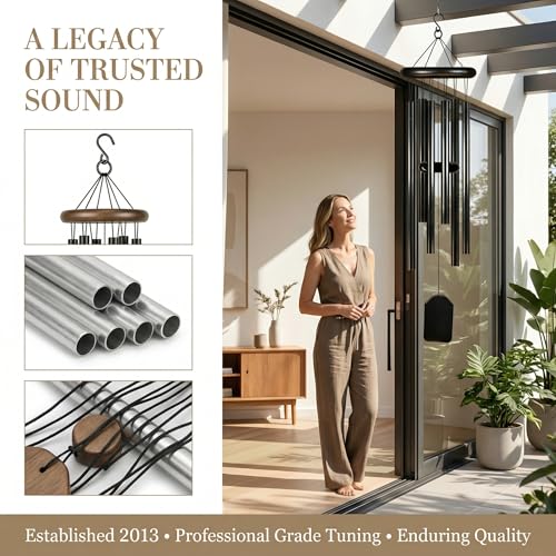 Large Outdoor Wind Chimes, 37-Inch Aluminum, Deep Tone Memorial Gift