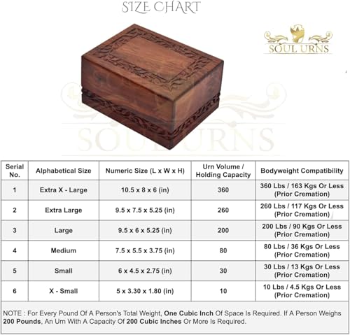 SOULURNS Border Engraved Wooden Urn for Human Ashes - Rosewood Cremation Urn for Adult Male or Female (Fits 250 Lbs) - size: Fits 250 Lbs