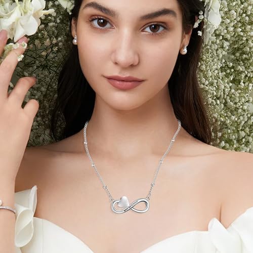 XIUDA Infinity Cremation Jewelry Heart Urn Necklace for Ashes Stainless Steel Urn Pendant Memorial Ashes Necklace for Women Men - color: Silver, engraved
