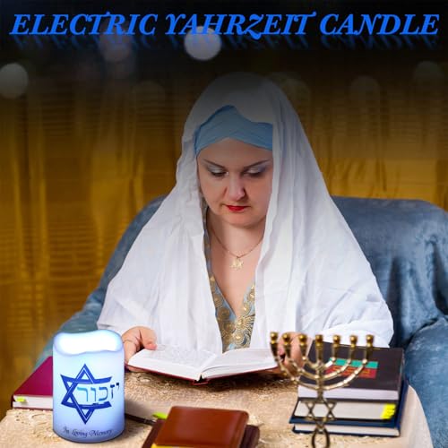 Tujoe 2 Pcs Yahrzeit Memorial Flameless Candles LED Electric Yahrzeit Candle for Loss of Loved One Sympathy Shabbat Lamp Battery Operated for Prayers Yom Kippur Bereavement Gifts Funeral Decorations