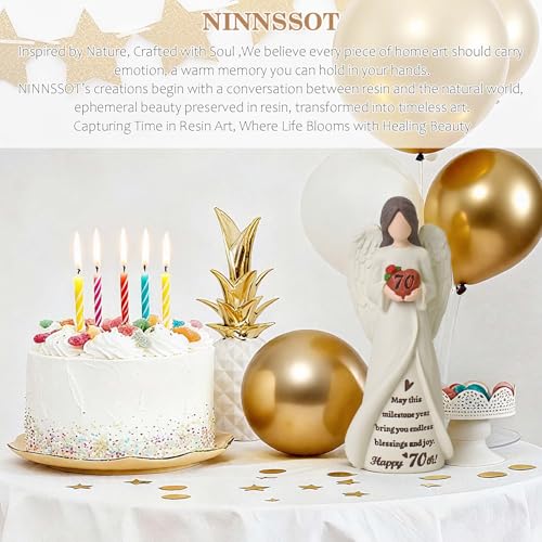 70th Birthday Gifts for Women, Happy 70th Birthday Decorations for Women | Unique 70 Year Old Gifts for Woman Grandma Mom Sister Friends, Hand-Painted Angel Figurine for Home Party Decor - style: 70th Birthday