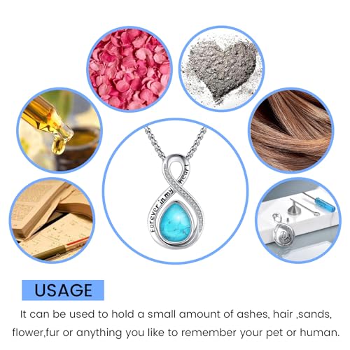 Eusense Cremation Jewelry for Ashes Urn Necklace to Put Ashes In 925 Sterling Silver Memorial Pendant Tree of Life Infinity Urn Necklaces for Ashes Necklace for Women Men - style: C-Infinity Urn Necklace-Turquoise