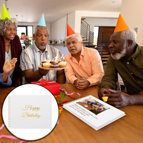 Mooliwe Birthday Guestbook with Pens Stickers Hardbound Book 8.3 x 6.5 Inch Hardcover Hardbound Signature Guest Book for Photobooth Photo Strips Scrapbook Party Supplies (White, Birthday) - color: White