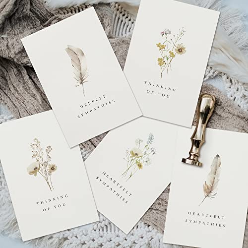 Beautiful Sympathy Cards Set of 20 with Envelopes & Stickers - Bulk Set