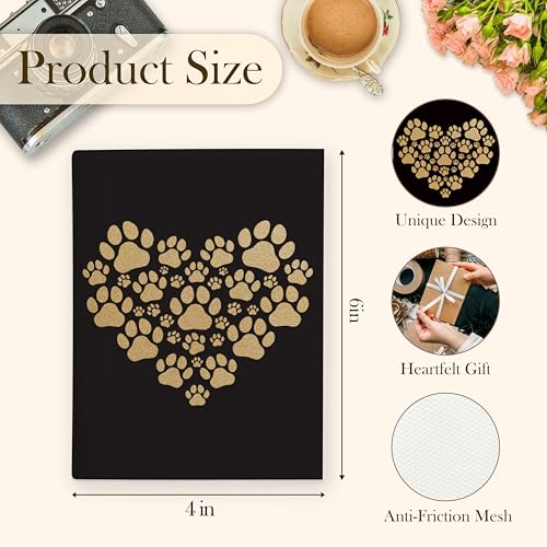 Dog Photo Album 4x6, Dog Lover Mom Dad Gifts, Glitter Gold Paw Print Heart 18 Pockets Small Picture Memory Photo Album for Gift for Pet Lover Owner - color: Dog Paw