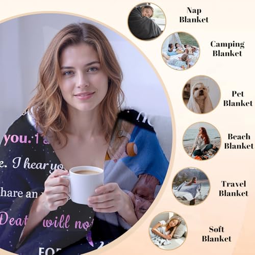 Arovene Ship Next Day, Custom Memorial Blanket with Photo - Printed in USA, A Hug from Heaven Blanket, Personalized Sympathy Gifts for Loss of Loved One Dad Mom Husband Wife Friend Dog Memorial Gifts - color: Style 05