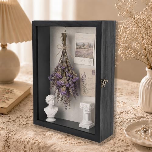 Muzilife 12x16 Rustic Shadow Box Pine Wood Picture Frame, 3.94 Deep, Black - color: Black, size: 12"x16"