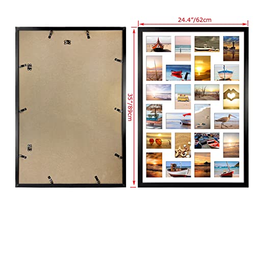 HORLIMER 2 Pack 4x6 Picture Frames Collage with 24 Openings, Multi Photo Frame for Wall Hanging, Black