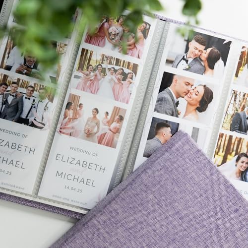 Hardcover Linen Photo Booth Photo Album - For Wedding or Party - Holds 80 Photobooth 2x6 Photo Strips - Slide In (PURPLE LAVENDER, 2X6) - color: PURPLE LAVENDER