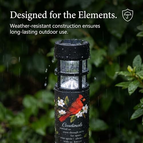 The Bridge Collection "Forever in Our Hearts Cardinal Solar Memorial Light | Weather Resistant Outdoor Sympathy Stake for Gravesite or Garden