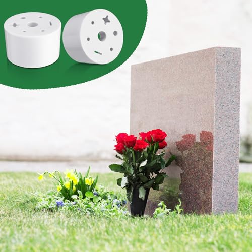 FillTouch 2 Pcs Cemetery Grave Vase Inserts Plastic Flowers Holder Bracket with 7 Hole Cylindrical Reusable Cemetery Flower Holder for Grave Vase Decorations, Keeping Bouquets in Place