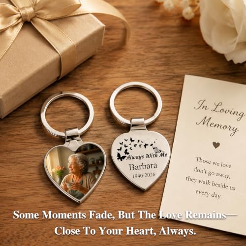 QYH Personalized Memorial Keychain with Photo, Loved One Remembrance Gift