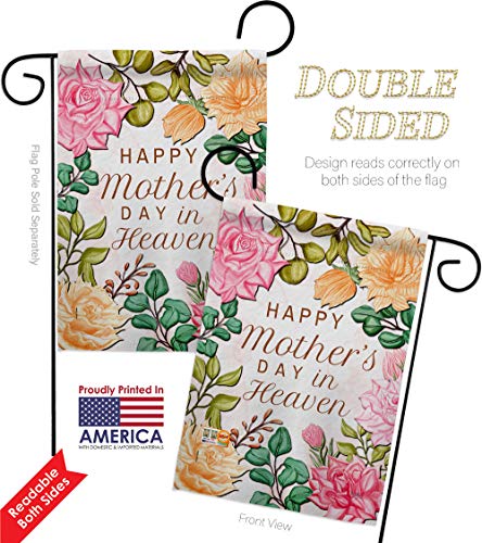 Mother In Heaven Garden Flag - 2pcs Pack Family Mother's Day Mom Mama Grandma Love Flowers Parent Sibling Relatives Grandparent - House Banner Small Yard Gift Double-Sided Made USA 13 X 18.5 - color: Decorations Gifts Made In USA