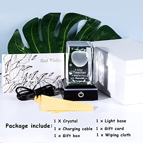 Movdyka Teacher Appreciation Gifts for Women Men, 3D Crystal Engrave Apple with Base, Best Unique Christmas Retirement Thank You End of The Year Gifts for Teacher from Students - style: Teacher gifts-Great Teacher