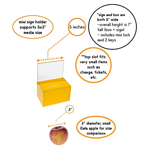 Source One Small 5-Inch Wide Deluxe Oblong Donation Box with Ad Frame & Free Lock (Yellow) - color: Yellow
