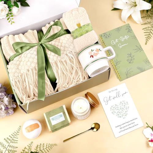 Get Well Soon Gifts Set for Women Sympathy Gift Baskets for Loss of Loved One,Feel Better Inspirational Thinking of You Gift for Wife/Sister/Friend/Mom (Beige) - color: Beige