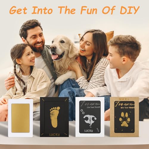 DeerZone Inkless Paw Print Kit,Dog Paw Print Kit,Dog Nose Print Kit - color: Gold/Silver, size: Small-Medium 4 Pack